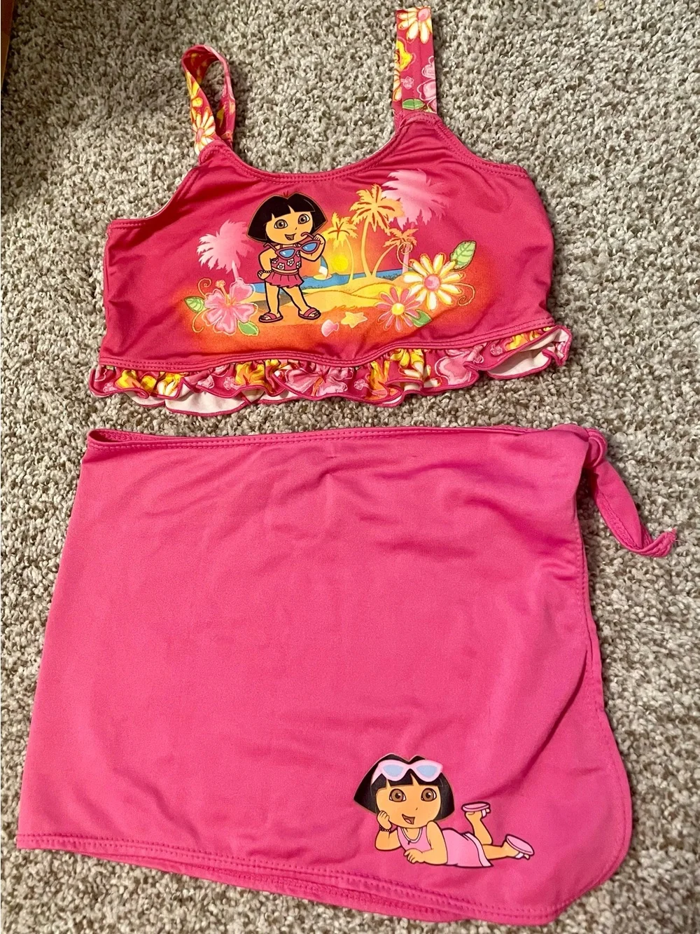 Nickelodeon Dora the Explorer Pink Ruffle Two-Piece Swim Set 4T